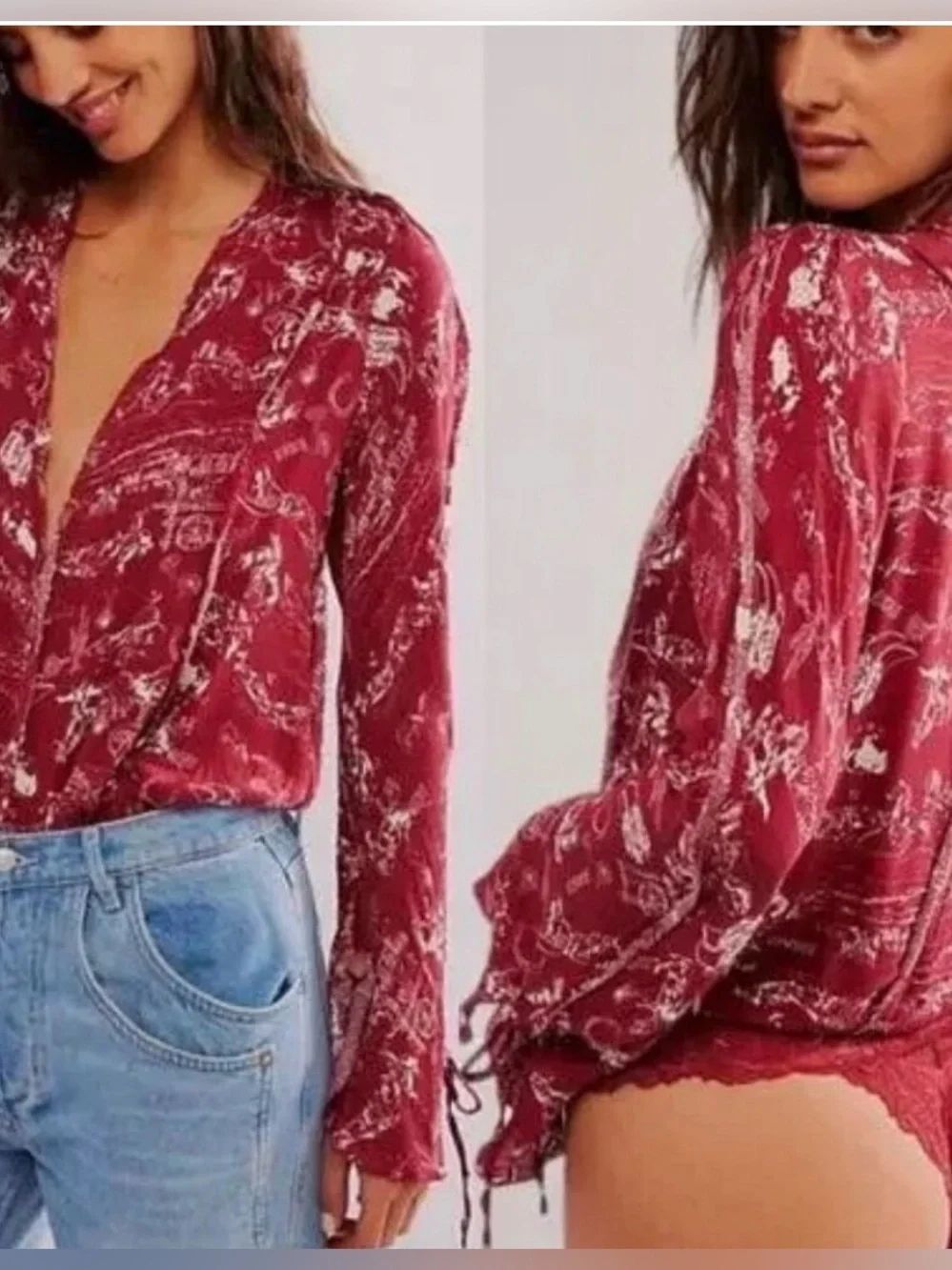 NWOT Free People Everything's Rosy Bodysuit L